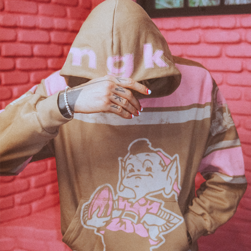 mgk x Cleveland Browns Tan Hoodie Lifestyle Hood
