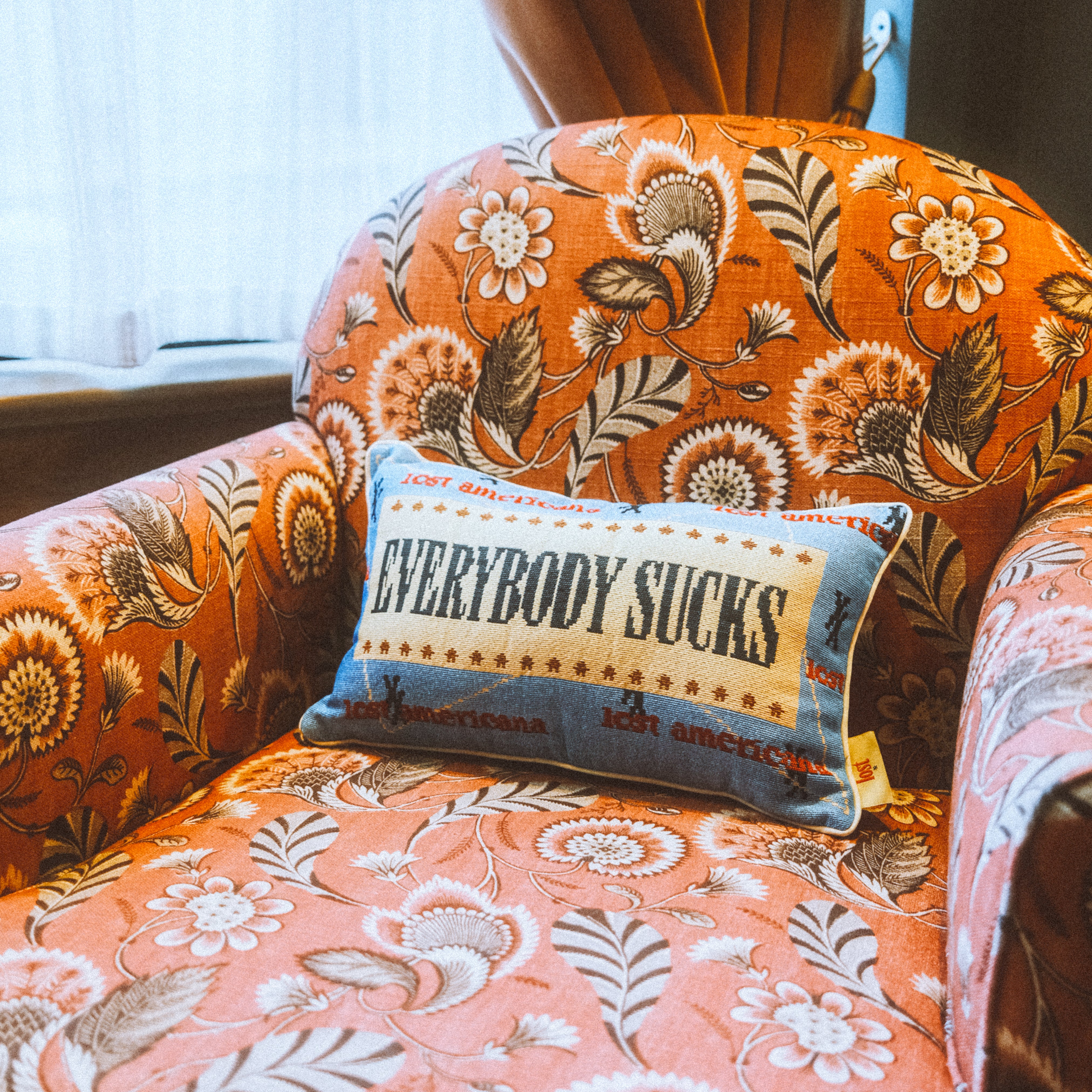 everybody sucks cross stitch pillow