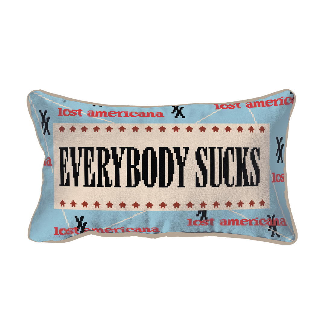 everybody sucks cross stitch pillow
