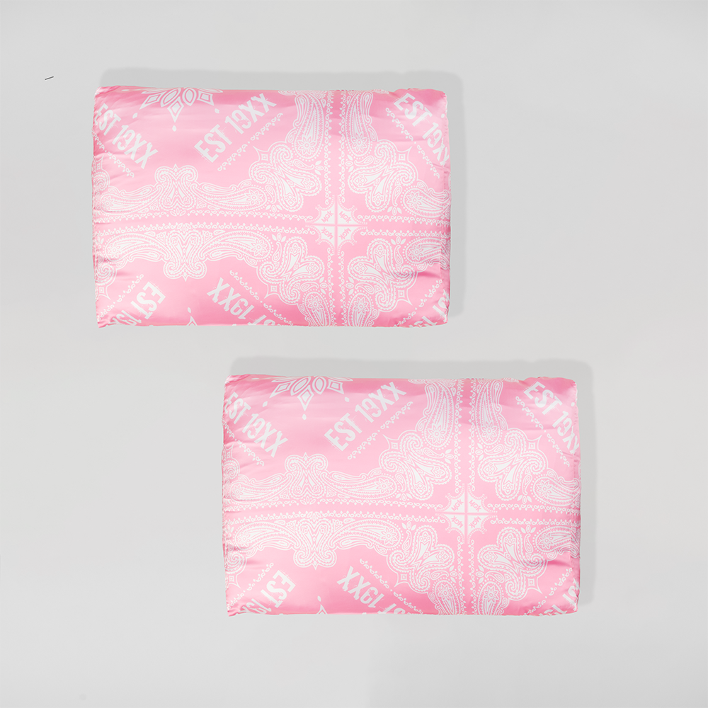 EST 19XX PINK BANDANA PRINT PILLOW CASE SET