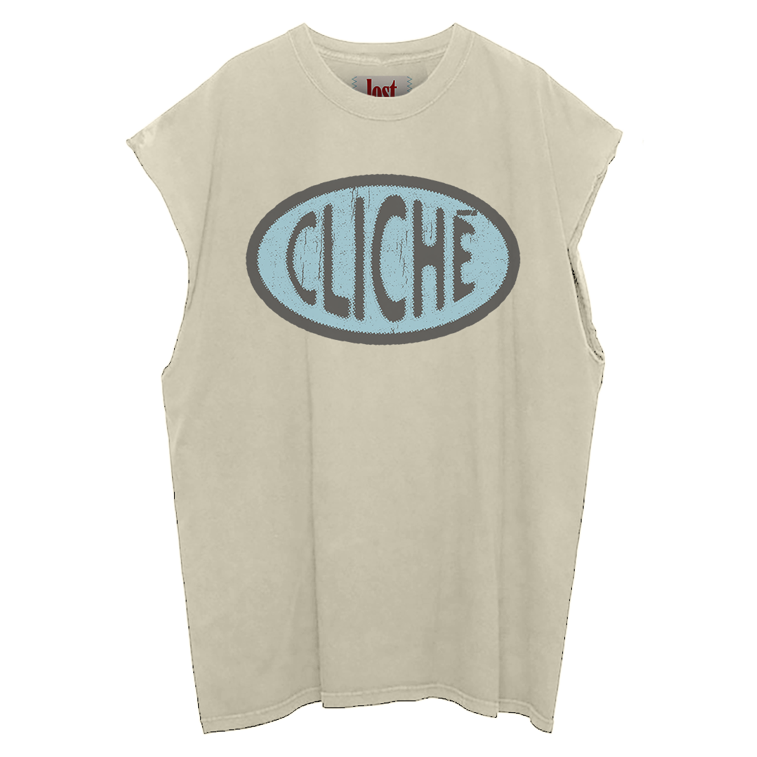 cliché cream cut off tank front
