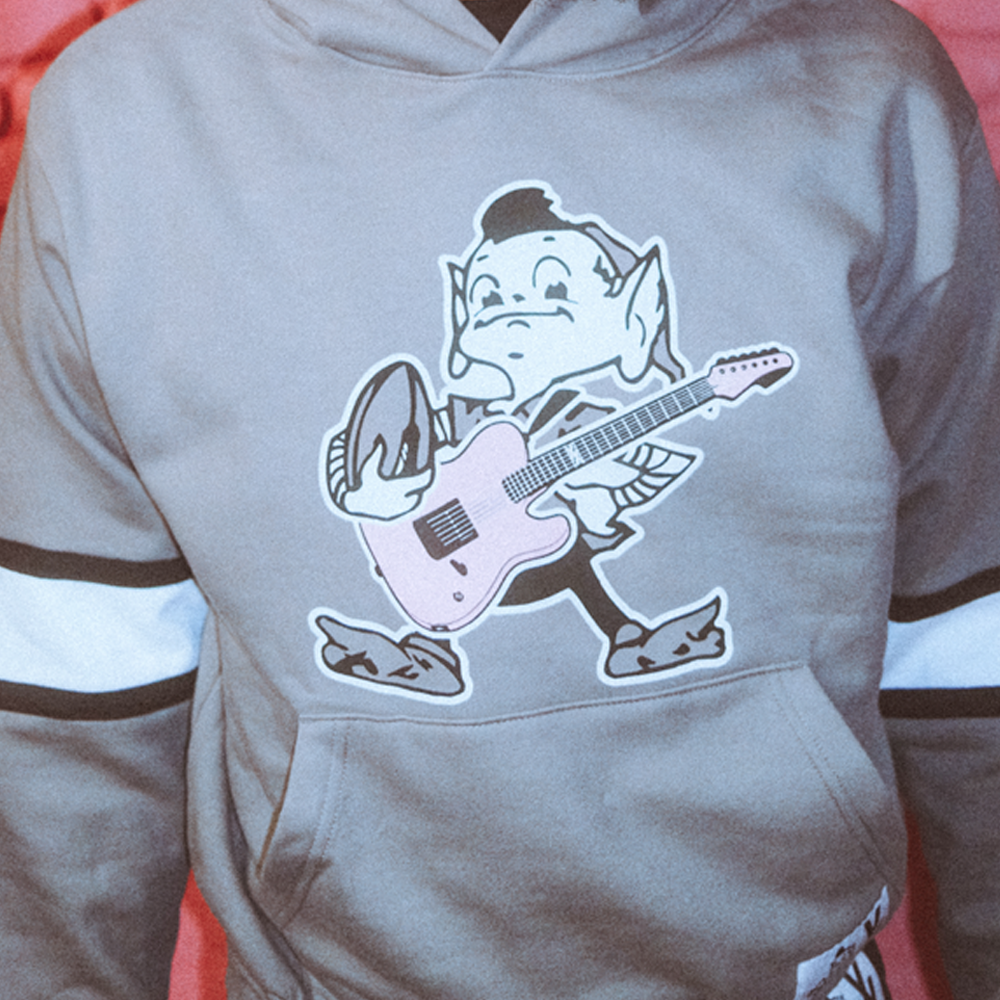 mgk x Cleveland Browns Grey Hoodie Lifestyle Detail