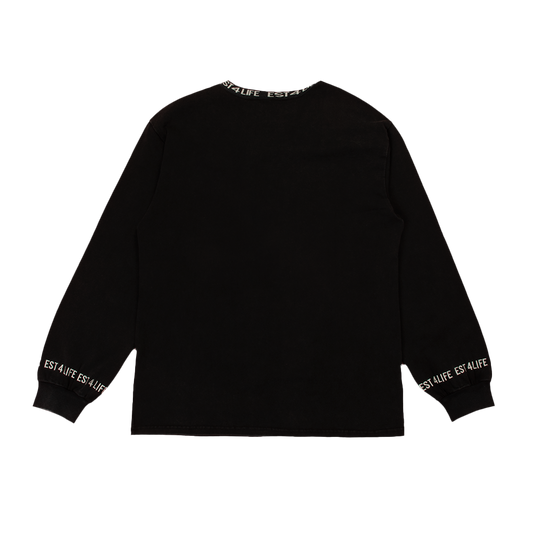 EMBROIDERED EST 4 LIFE LONG SLEEVE BACK