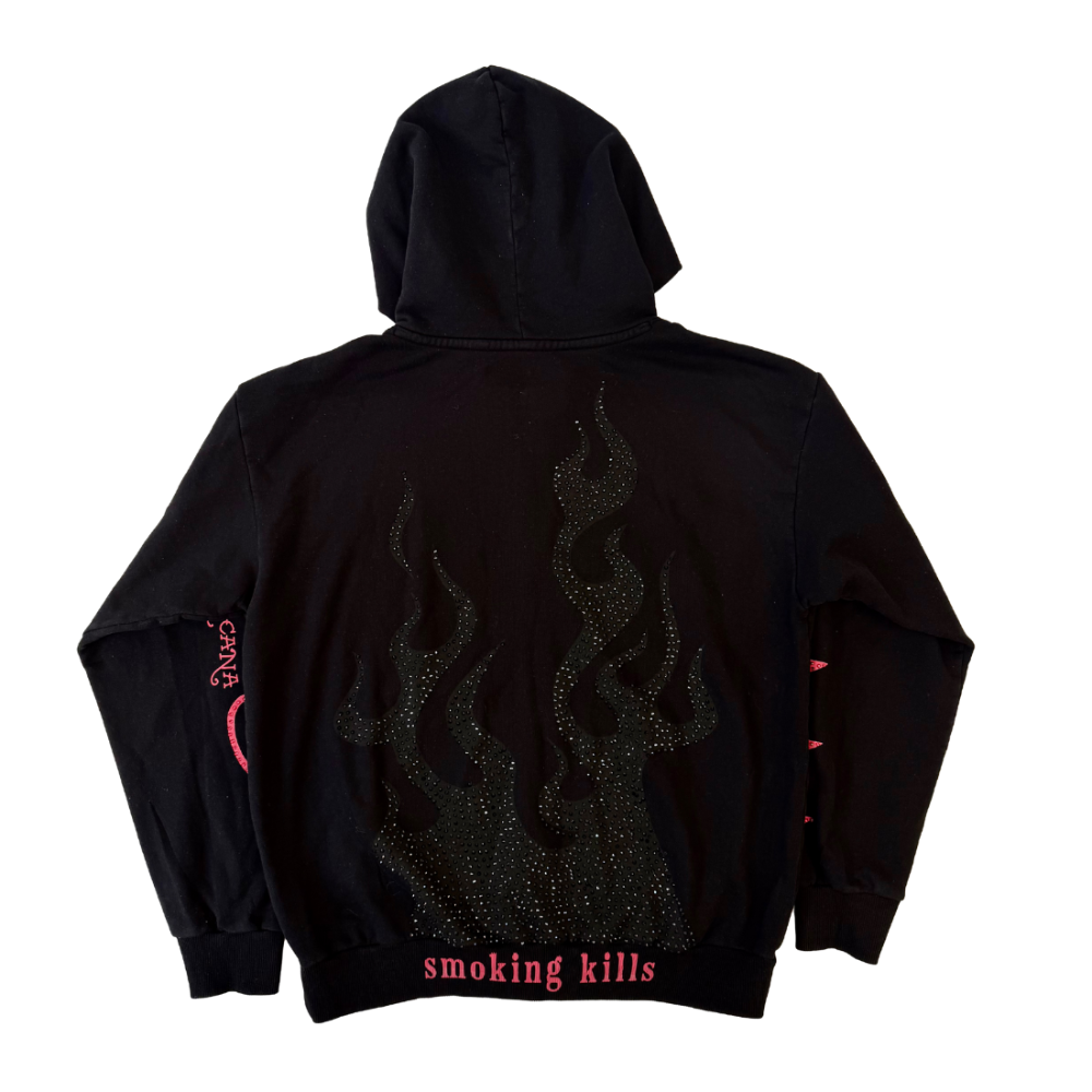 flames rhinestone hoodie back