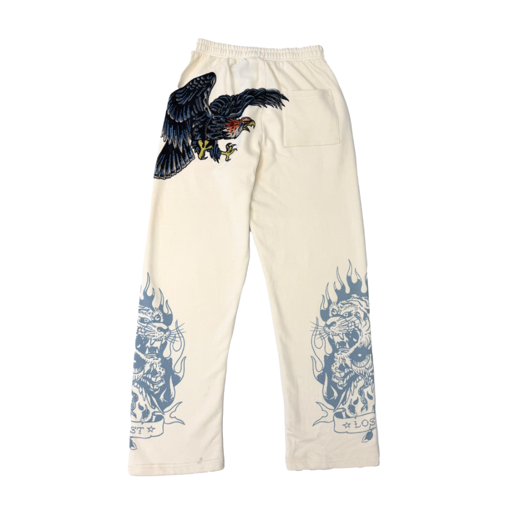 eagle rhinestone sweatpants back