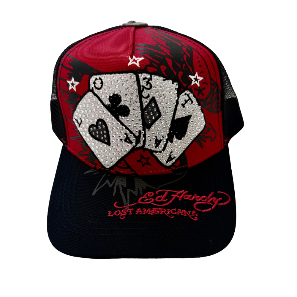 cards rhinestone trucker hat