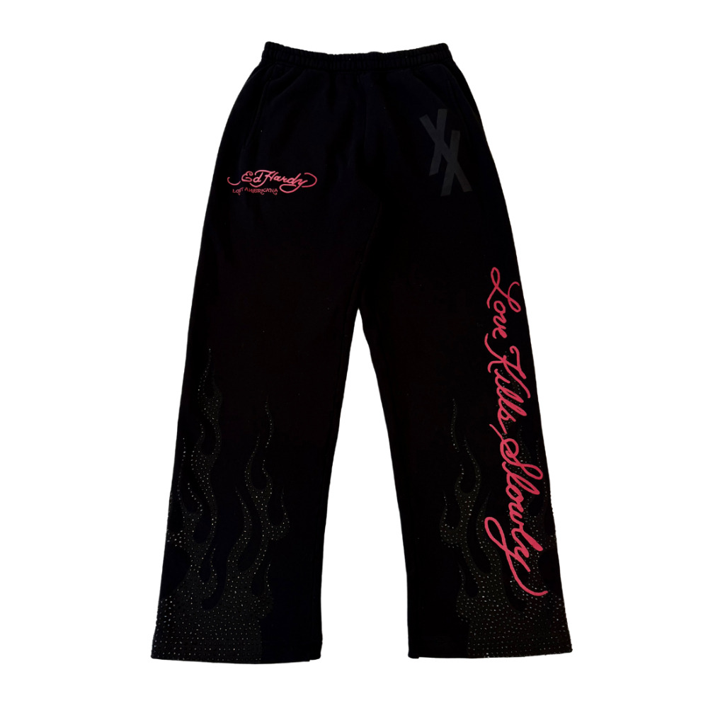 flames rhinestone sweatpants